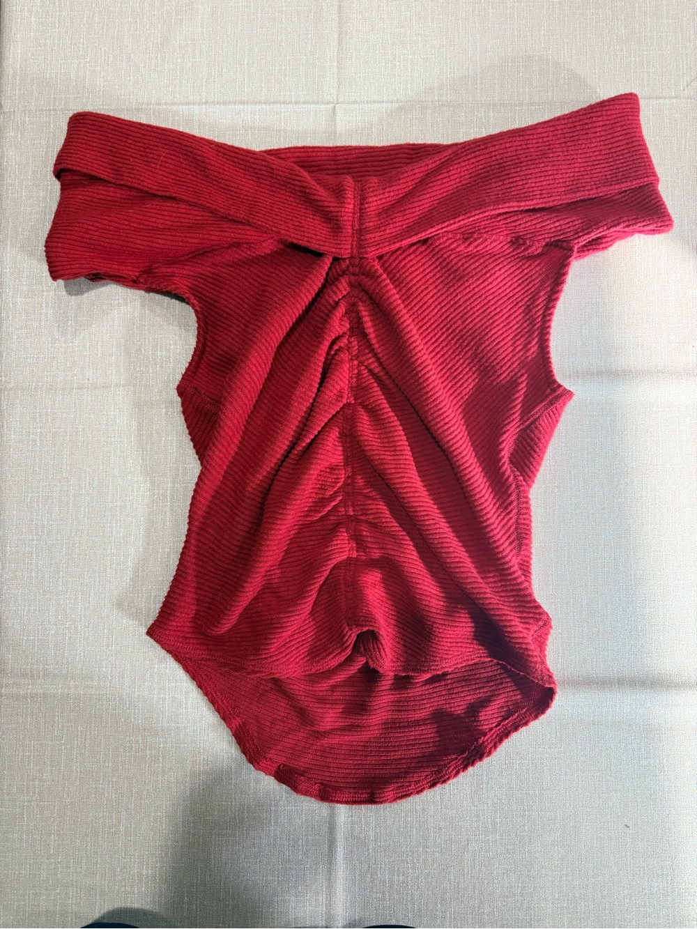 Free People Off-Shoulder Red Ribbed Women's Top
